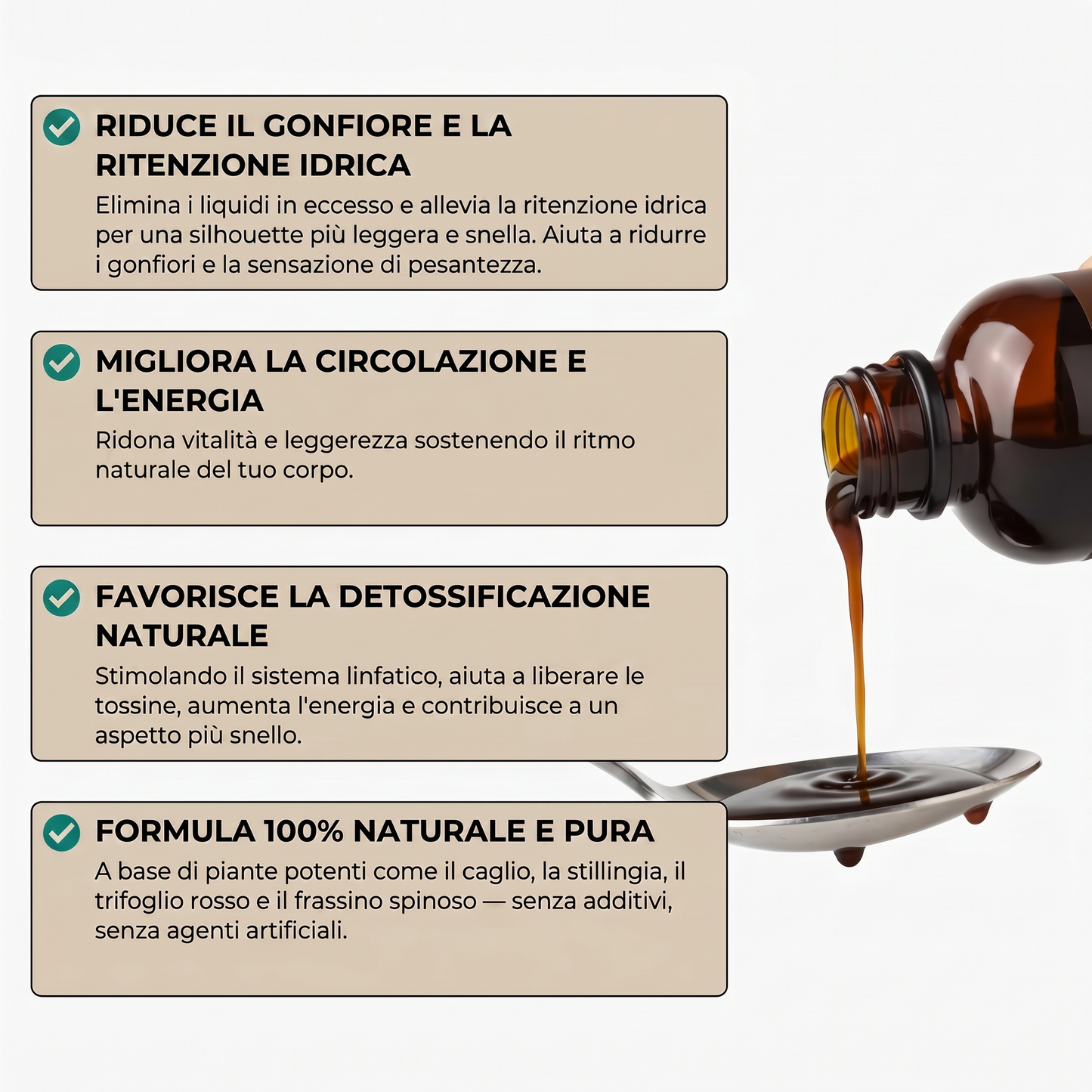 Benefici di Limfea: riduce il gonfiore e la ritenzione idrica, migliora circolazione ed energia
